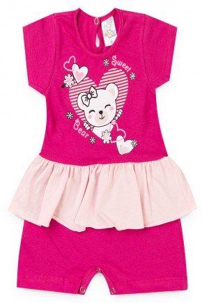 macacao menina pink ursinho