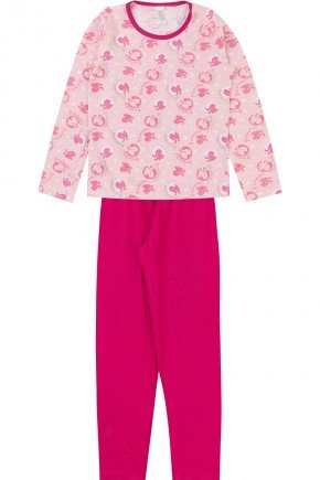 conjunto pijama piradinhos inverno menina pink