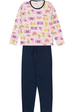 conjunto pijama piradinhos inverno menina rosa