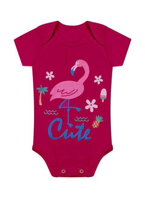 conjunto pink flamingo body bebe piradinhos menina estampado