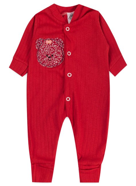 macacao bebe infantil bordado piradinhos vermelho