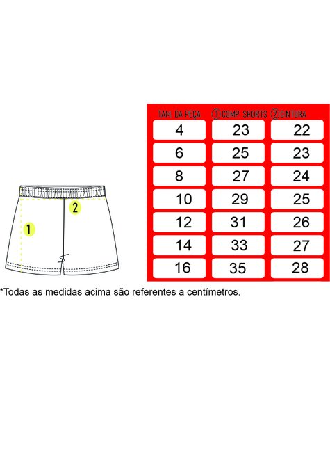 tabela shorts fem sarja 4 16