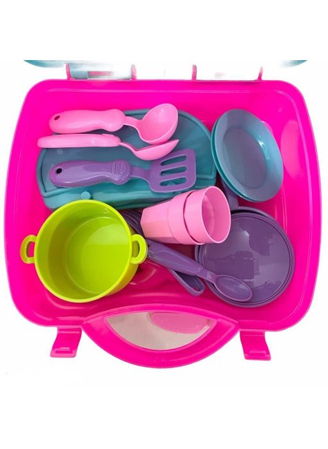 minha maletinha cooktop com acessorios cozinheiro pink diver toys 8269